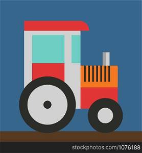 Toy tractor, illustration, vector on white background.