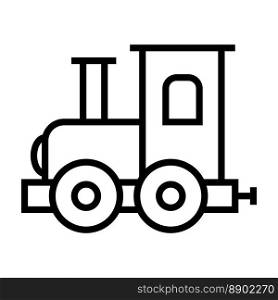 Toy train icon line isolated on white background. Black flat thin icon on modern outline style. Linear symbol and editable stroke. Simple and pixel perfect stroke vector illustration
