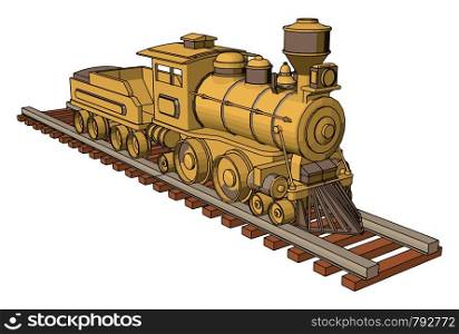 Toy train, illustration, vector on white background.