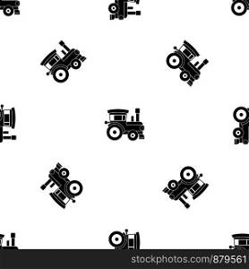 Toy train pattern repeat seamless in black color for any design. Vector geometric illustration. Toy train pattern seamless black