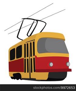 Toy tram, illustration, vector on white background