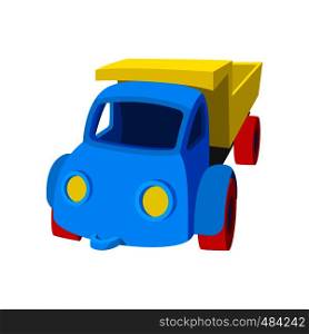 Toy truck cartoon icon on a white background. Toy truck cartoon icon