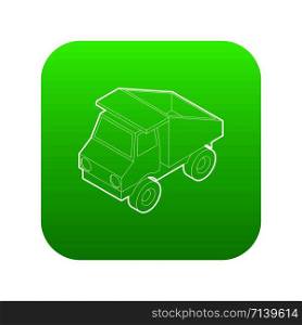 Toy truck icon green vector isolated on white background. Toy truck icon green vector