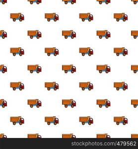 Toy truck pattern seamless repeat in cartoon style vector illustration. Toy truck pattern