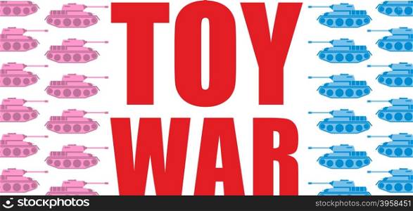 Toy war. Pink and blue tanks go on offensive. Military toy army transport battalion&#xA;