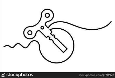Toy Wind Up Key Icon, Windup Key Icon, Clock Vector Art Illustration