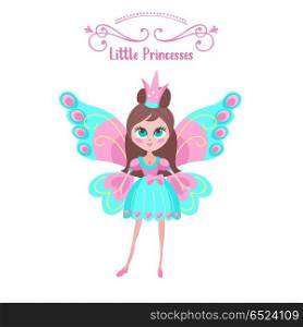 Toys for little princesses. Set of vector cliparts.. Toys for little princesses. Set of vector cliparts. Beautiful girl in beautiful dress with butterfly wings.