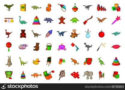 Toys icon set. Cartoon set of toys vector icons for web design isolated on white background. Toys icon set, cartoon style