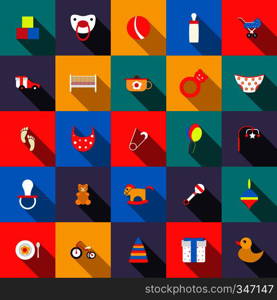 Toys icons set in flat style for any design. Toys icons set, flat style