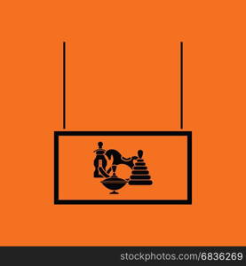 Toys market department icon. Orange background with black. Vector illustration.