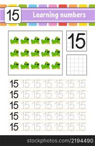 Trace and write numbers. Handwriting practice. Learning numbers for kids. Education developing worksheet. St. Patrick&rsquo;s day. Activity page. Isolated vector illustration in cute cartoon style.