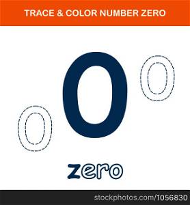 Trace & color number 0 worksheet. Easy worksheet, for children in preschool, elementary and middle school.