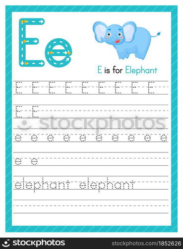 Trace letter E uppercase and lowercase. Alphabet tracing practice ...