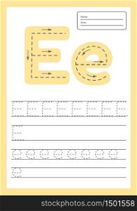 Trace letters worksheet a4 for kids preschool and school age. Vector illustration.. Trace letters worksheet a4 for kids preschool and school age.