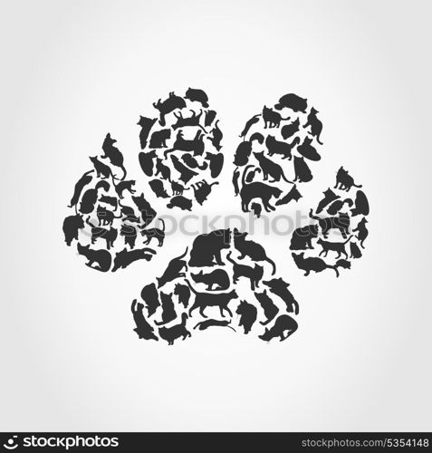 Trace of a cat. Trace of a cat collected from cats. A vector illustration