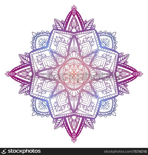 Tracery coloring zen mandala. The object is separate from the background. Vector delicate doodle element for cards, tattoo sketches, t-shirt printing and your creativity.. Tracery coloring zen mandala. The object is separate from the background. Vector delicate doodle element