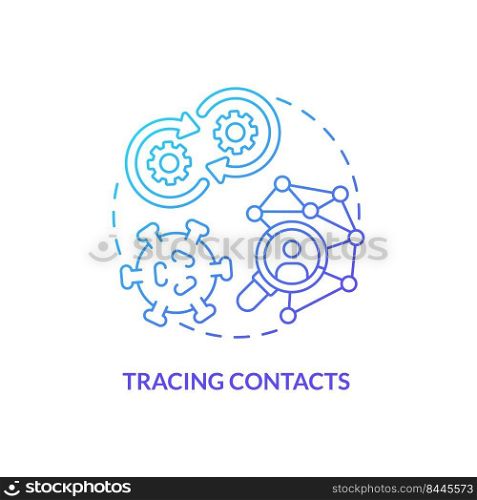 Tracing contacts blue gradient concept icon. Infection and viruses spreading. Disease monitoring abstract idea thin line illustration. Isolated outline drawing. Myriad Pro-Bold fonts used. Tracing contacts blue gradient concept icon