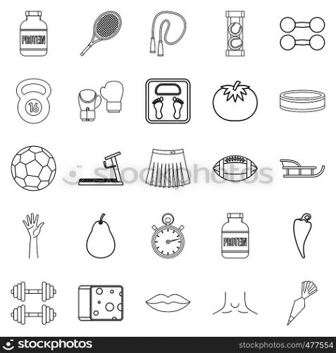 Track and field icons set. Outline set of 25 track and field vector icons for web isolated on white background. Track and field icons set, outline style