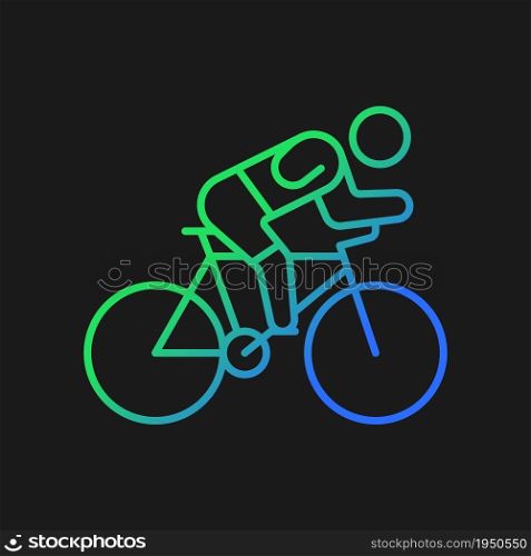 Track cycling gradient vector icon for dark theme. Bicycle racing competition. Athletes with physical disability. Thin line color symbol. Modern style pictogram. Vector isolated outline drawing. Track cycling gradient vector icon for dark theme