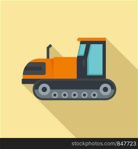 Tracked tractor icon. Flat illustration of tracked tractor vector icon for web design. Tracked tractor icon, flat style