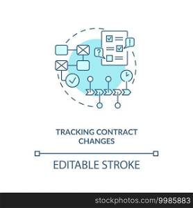 Tracking contract changes concept icon. Contract management software functions. Contract manager idea thin line illustration. Vector isolated outline RGB color drawing. Editable stroke. Tracking contract changes concept icon