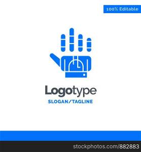 Tracking, Glove, Hand, Technology Blue Solid Logo Template. Place for Tagline