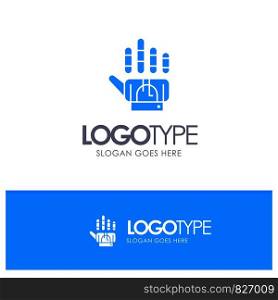 Tracking, Glove, Hand, Technology Blue Solid Logo with place for tagline