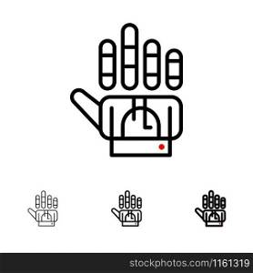 Tracking, Glove, Hand, Technology Bold and thin black line icon set