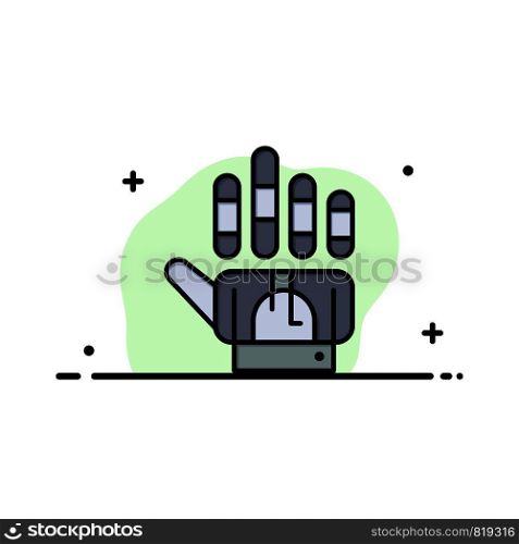 Tracking, Glove, Hand, Technology Business Flat Line Filled Icon Vector Banner Template