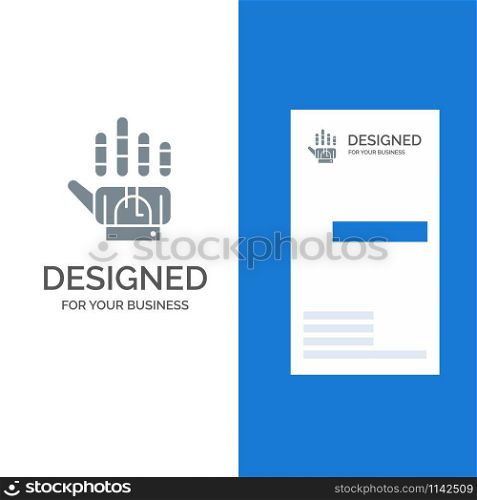 Tracking, Glove, Hand, Technology Grey Logo Design and Business Card Template