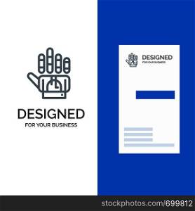 Tracking, Glove, Hand, Technology Grey Logo Design and Business Card Template