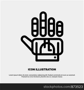 Tracking, Glove, Hand, Technology Line Icon Vector