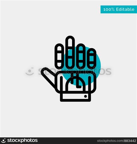 Tracking, Glove, Hand, Technology turquoise highlight circle point Vector icon
