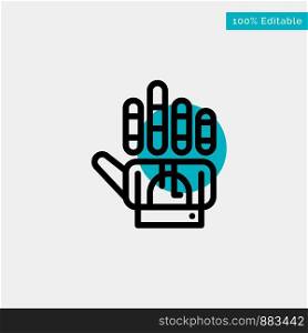 Tracking, Glove, Hand, Technology turquoise highlight circle point Vector icon