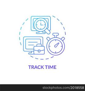 Tracking time blue gradient concept icon. Control work schedule. Online surveillance. Employee monitoring abstract idea thin line illustration. Vector isolated outline color drawing. Tracking time blue gradient concept icon