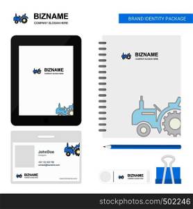 Tractor Business Logo, Tab App, Diary PVC Employee Card and USB Brand Stationary Package Design Vector Template