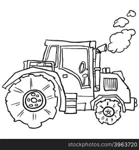 tractor doodle cartoon ilustration