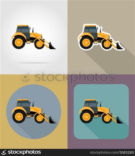 tractor flat icons vector illustration isolated on background