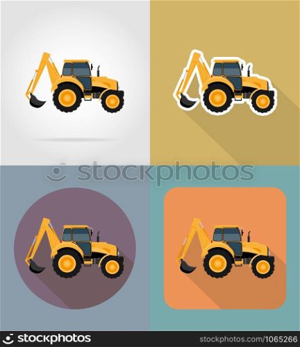 tractor flat icons vector illustration isolated on background