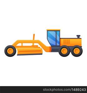 Tractor grader machine icon. Cartoon of tractor grader machine vector icon for web design isolated on white background. Tractor grader machine icon, cartoon style