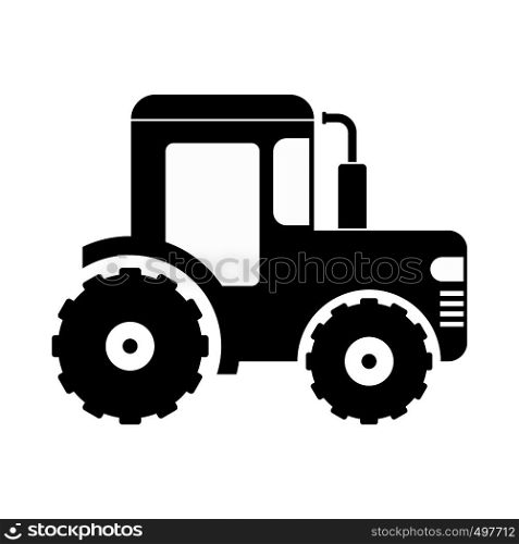 Tractor icon. Black simple style on white background. Tractor icon black