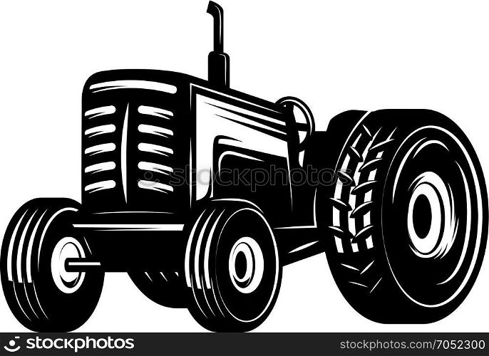 Tractor icon isolated on white background. Design element for logo, label, emblem, sign. Vector illustration