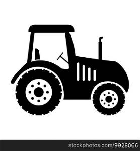 tractor icon on white background. farm tractor sign. flat style. black tractor symbol.