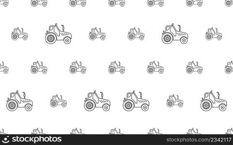 Tractor Icon Seamless Pattern, Farm Automobile Icon, Engineering Vehicle Icon Vector Art Illustration