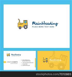 Tractor Logo design with Tagline & Front and Back Busienss Card Template. Vector Creative Design