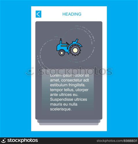 Tractor mobile vertical banner design design. Vector