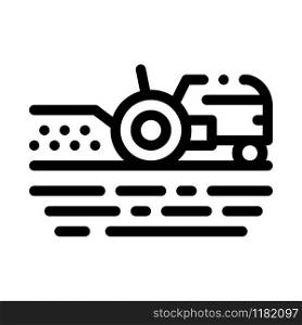 Tractor On Field Icon Vector. Outline Tractor On Field Sign. Isolated Contour Symbol Illustration. Tractor On Field Icon Vector Outline Illustration