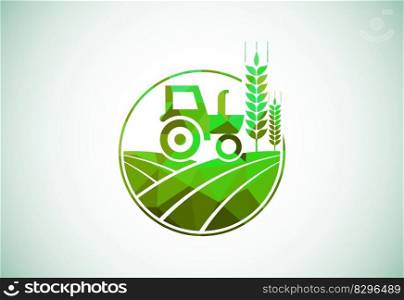 Tractor or farm low poly style logo design, suitable for any business related to agriculture industries.