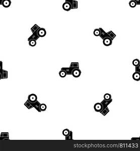 Tractor pattern repeat seamless in black color for any design. Vector geometric illustration. Tractor pattern seamless black
