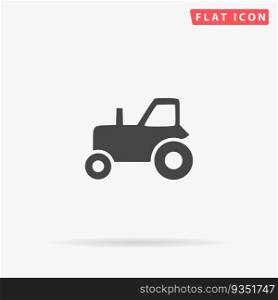 Tractor. Simple flat black symbol. Vector illustration pictogram
